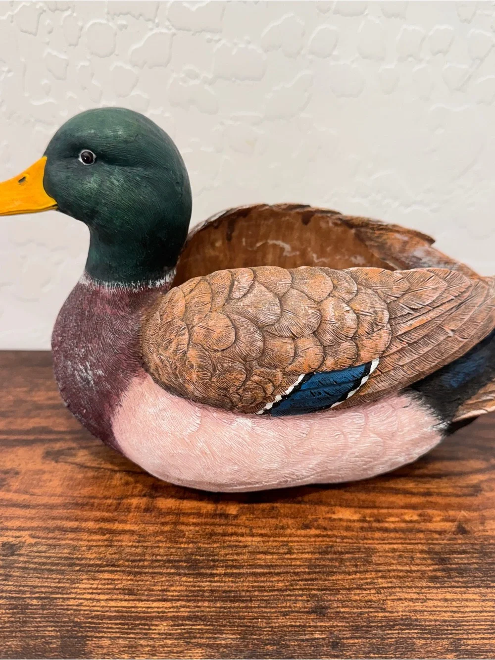 Vintage Decorative Mallard Duck Planter Outdoor Rustic